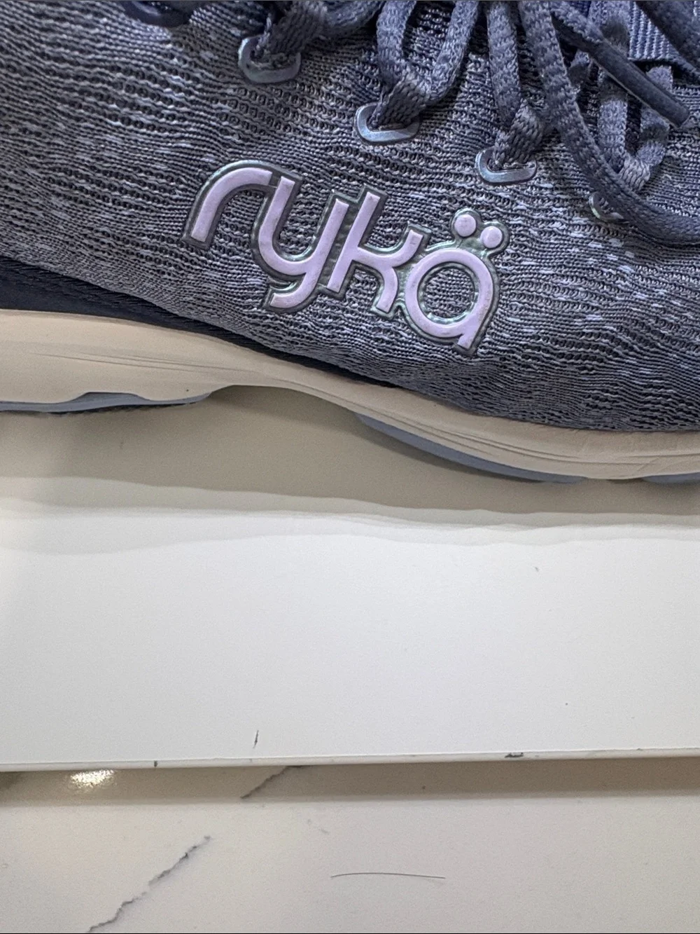 Ryka Navy and Lavender Devotion Women's Lace-Up Walk Sneakers